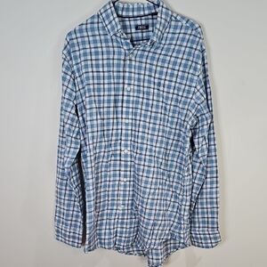 IZOD Men's Large Blue Plaid Button Down Shirt
